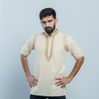 Men's Short Kurta - Ivory Beige