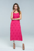 Chikankari Hot Pink Noodle Strip Top