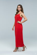 Chikankari Cherry Red Noodle Strip Top
