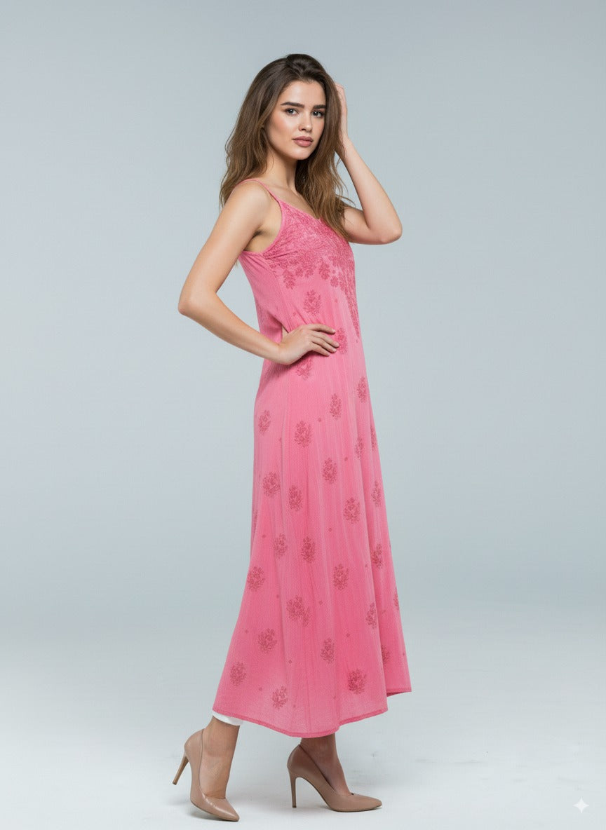 Chikankari Peach Noodle Strip Top