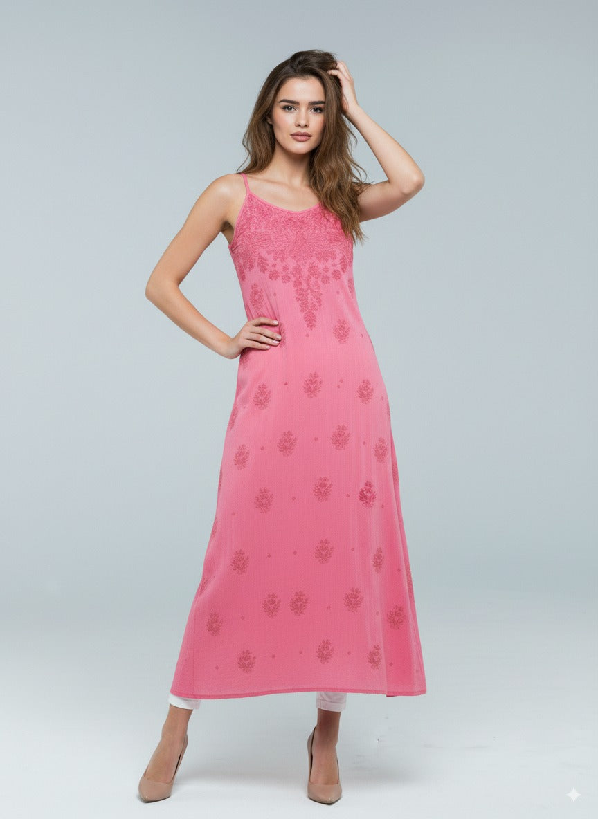 Chikankari Peach Noodle Strip Top