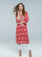 Mulmul Vemillion Red Printed Kurti