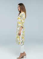 Mulmul Yellow Grey Floral Print Kurti