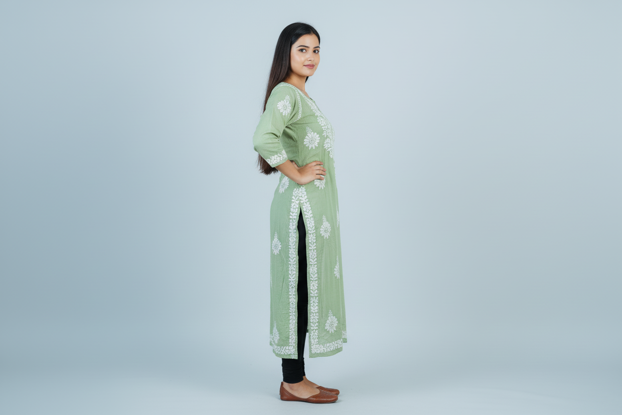 Modal Muted Green Handcrafted Kurti