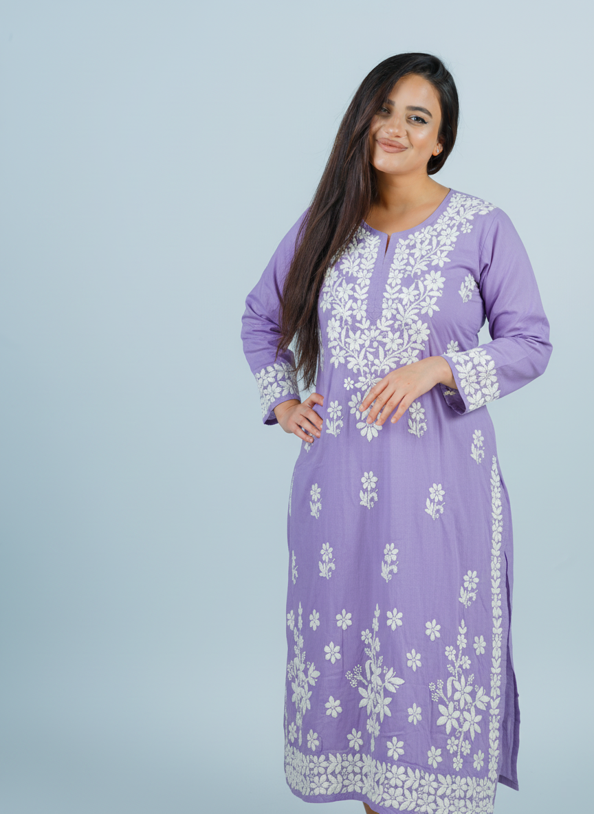 Modal Soft Lavender Handcrafted Kurti
