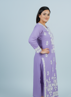 Modal Soft Lavender Handcrafted Kurti