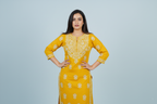 Modal Bright Yellow Handcrafted Kurti