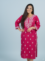 Rayon Rani Color Handcrafted Kurti