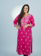 Rayon Deep Fuchsia handcrafted Kurti