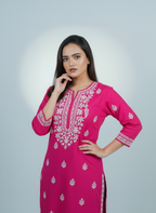 Rayon Deep Fuchsia handcrafted Kurti
