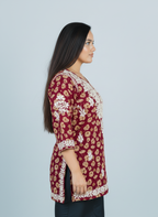 Pinkish Red Mulmul Short Top