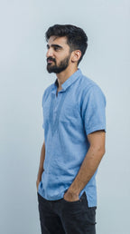 Men's Short Kurta - Cool Blue