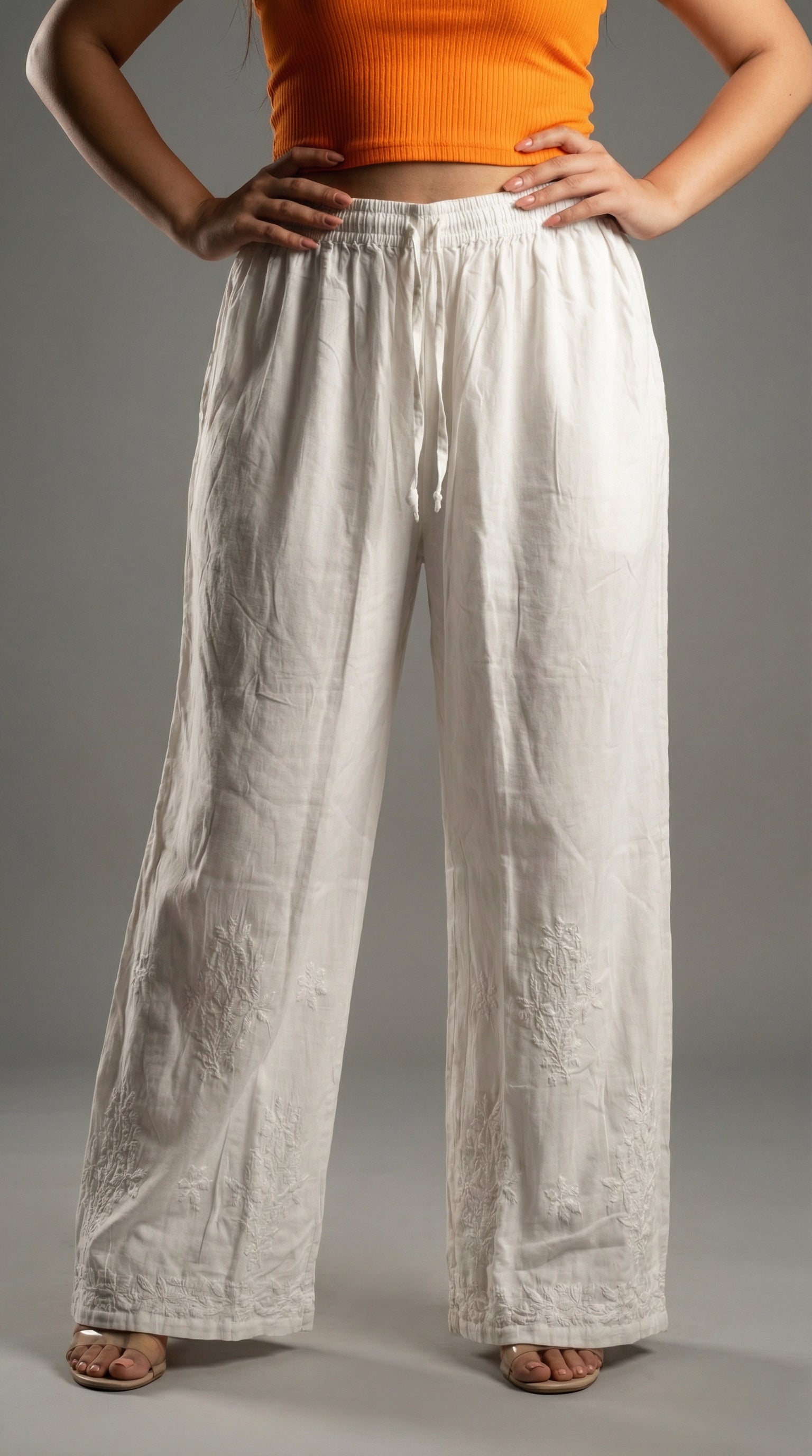 White Rayon Plazo