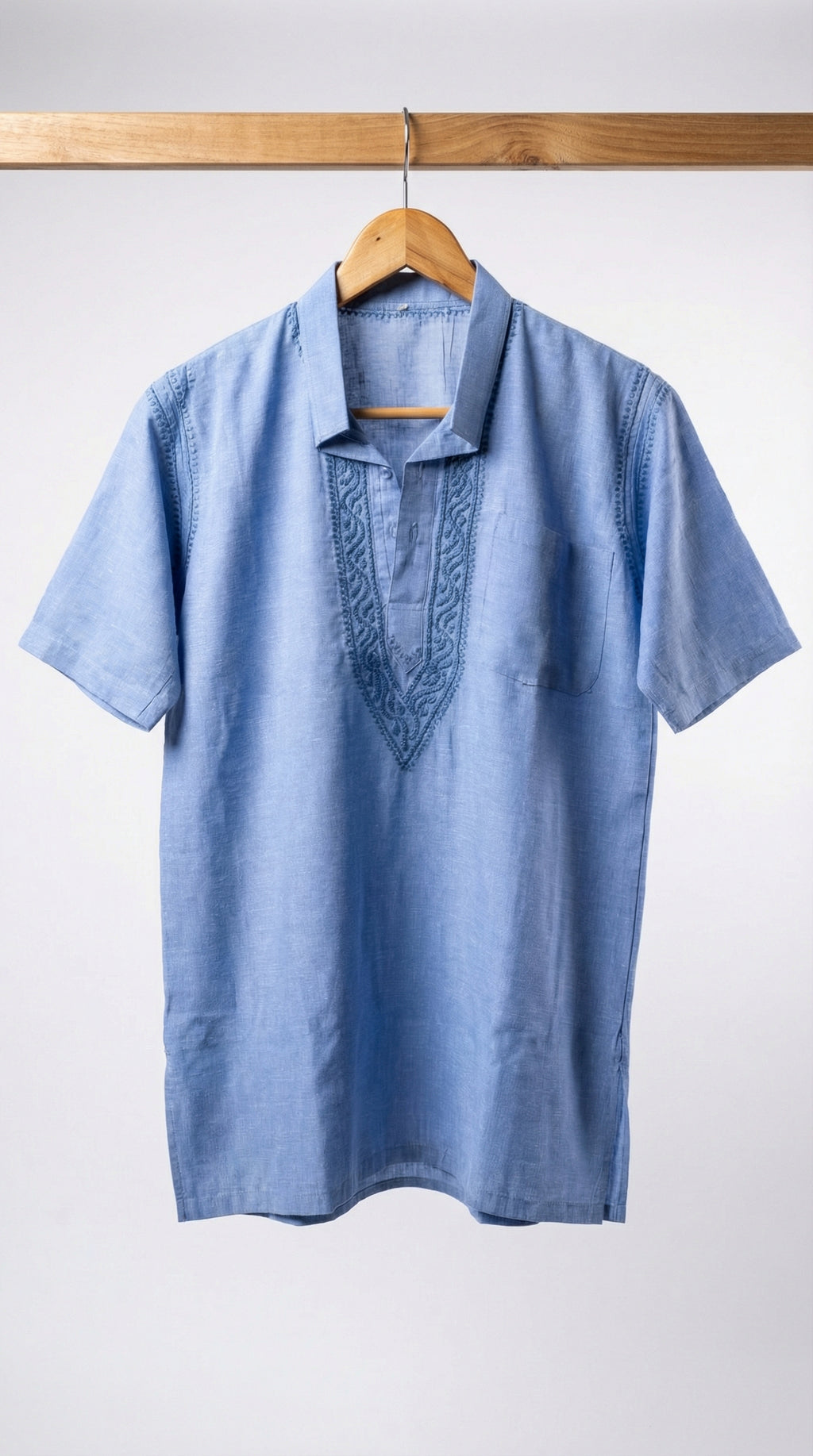 Men's Short Kurta - Cool Blue