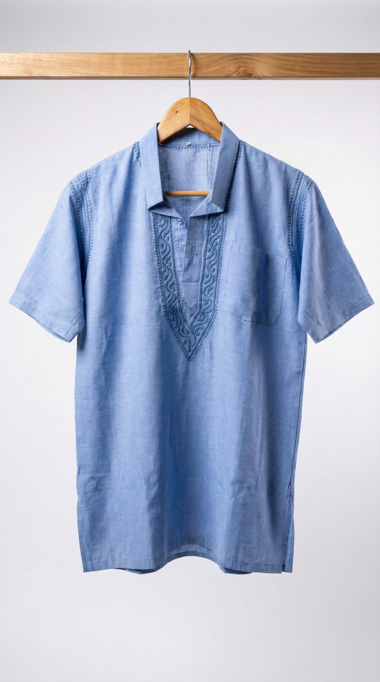 Men's Short Kurta - Cool Blue