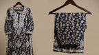 Blue Floral Print Mulmul Plazo Set