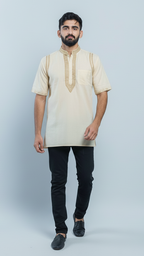 Men's Short Kurta - Ivory Beige