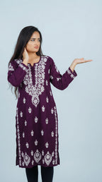 Modal Wine Handcrafted Kurti