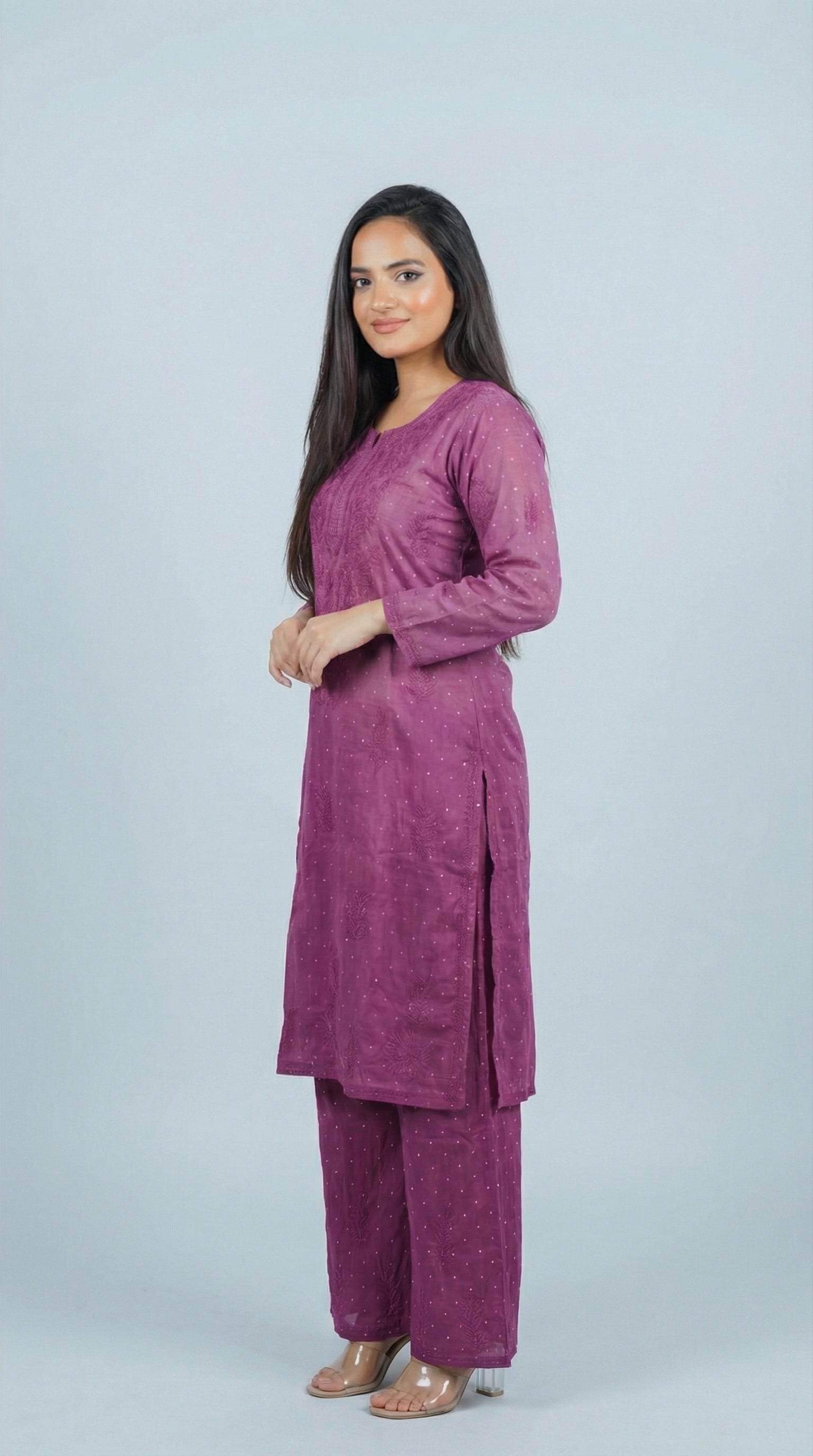 Pyazi Dual Shade Chanderi Plazo Set