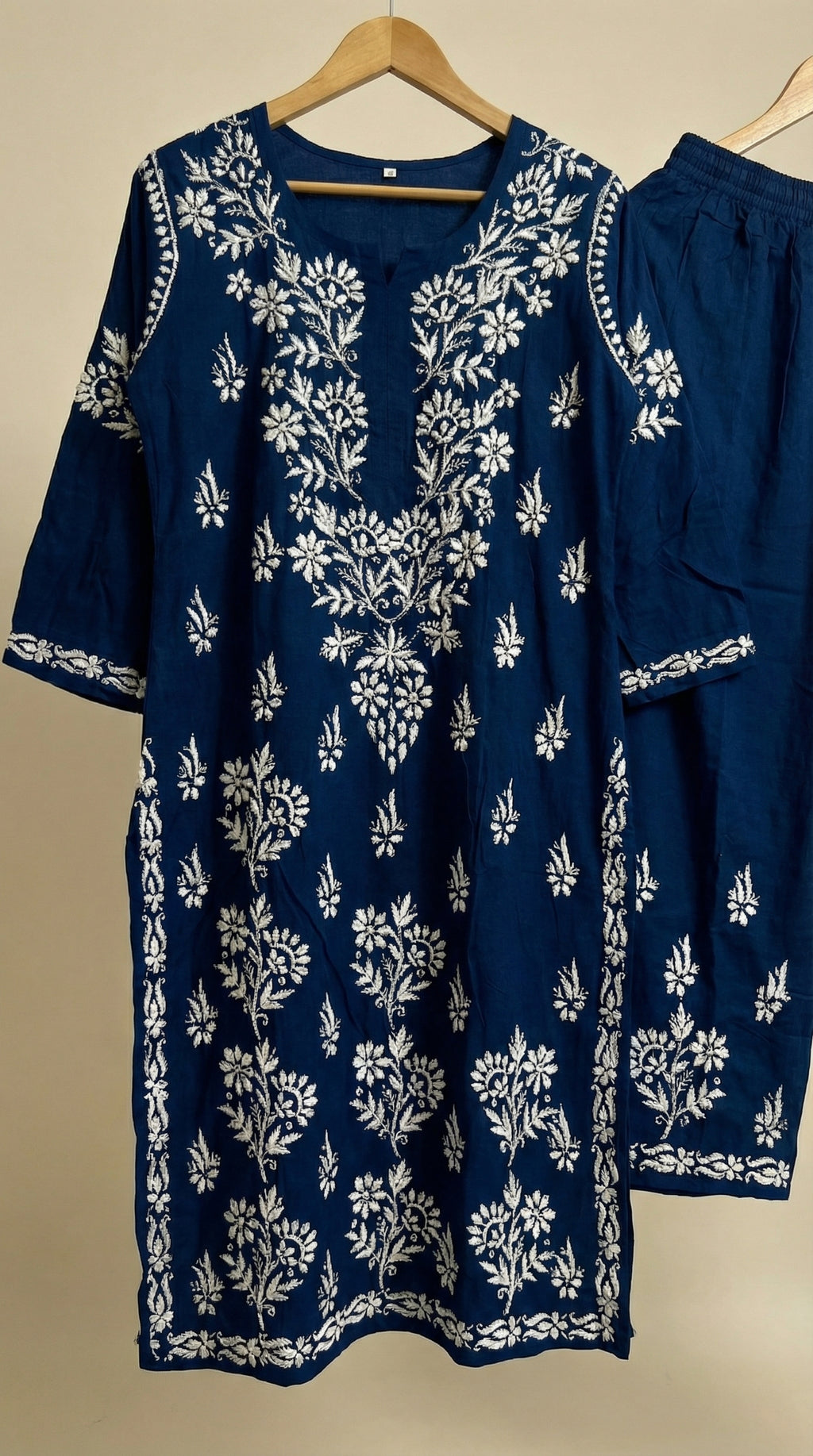 Dark Blue Modal Plazo Set