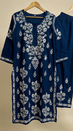 Dark Blue Modal Plazo Set