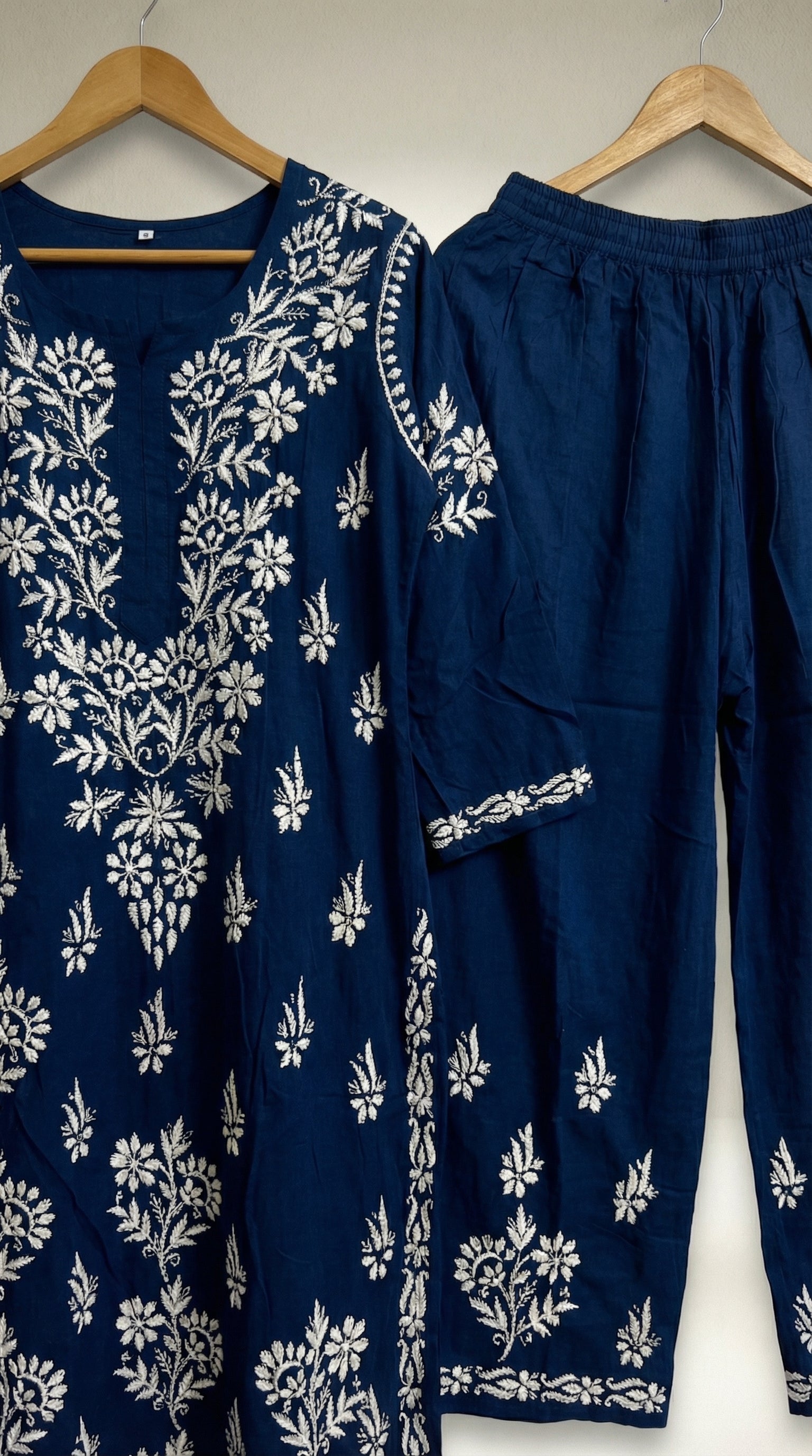 Dark Blue Modal Plazo Set