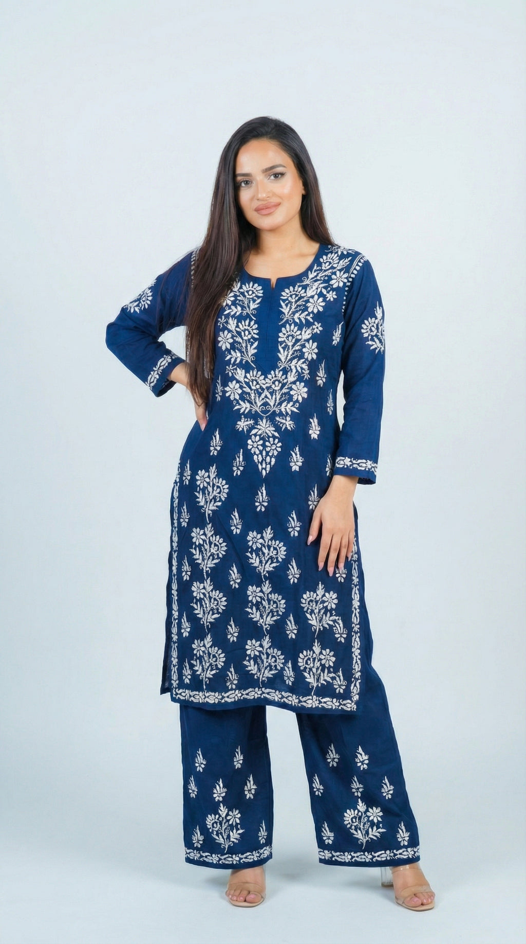 Dark Blue Modal Plazo Set