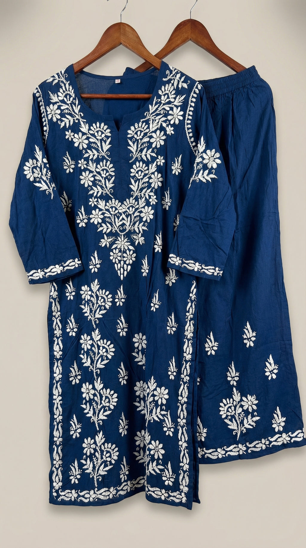 Dark Blue Modal Plazo Set