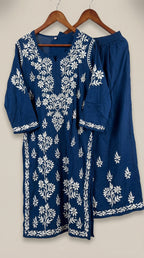 Dark Blue Modal Plazo Set