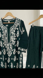 Dark Green Modal Plazo Set