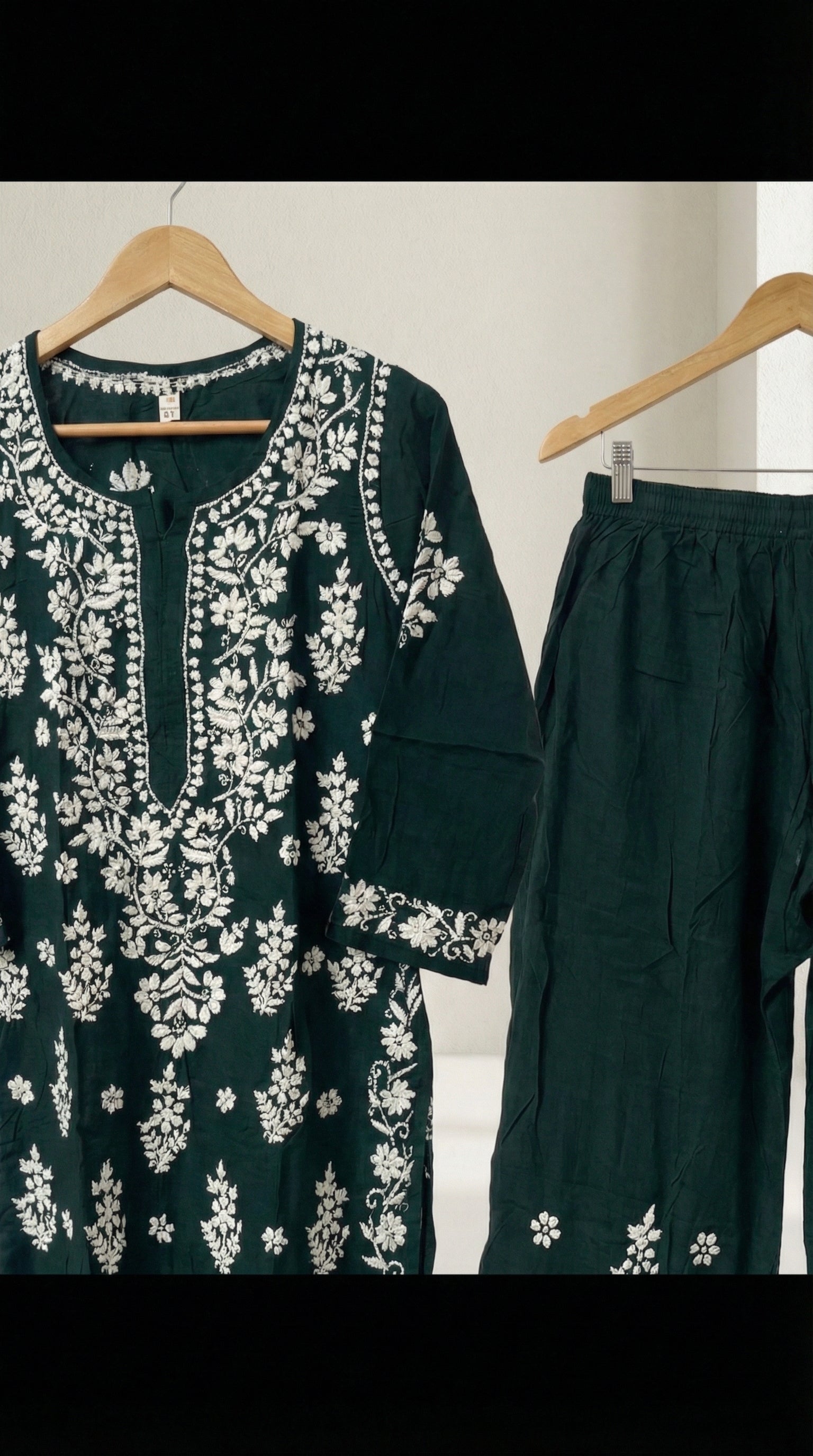 Dark Green Modal Plazo Set