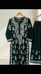 Dark Green Modal Plazo Set