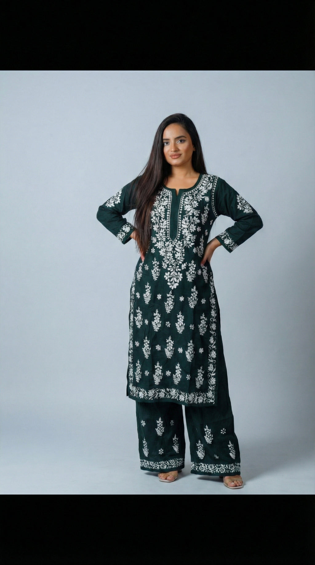 Dark Green Modal Plazo Set