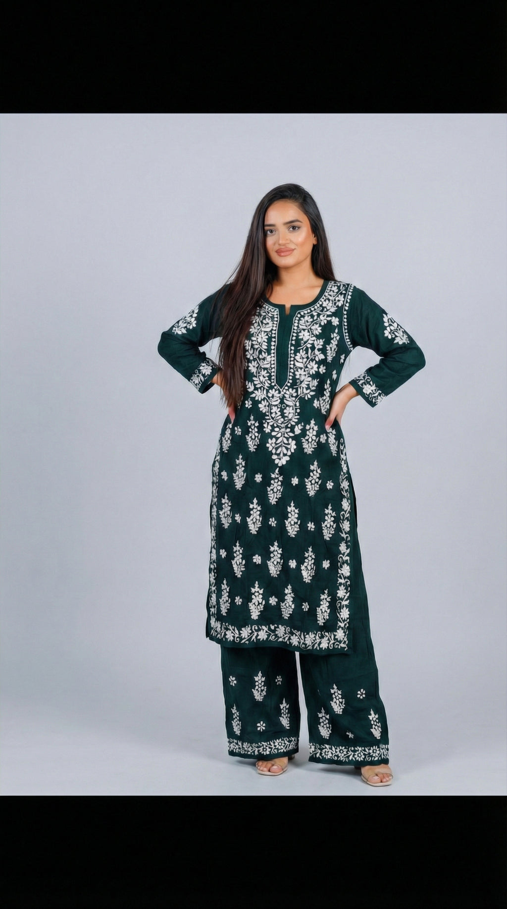 Dark Green Modal Plazo Set