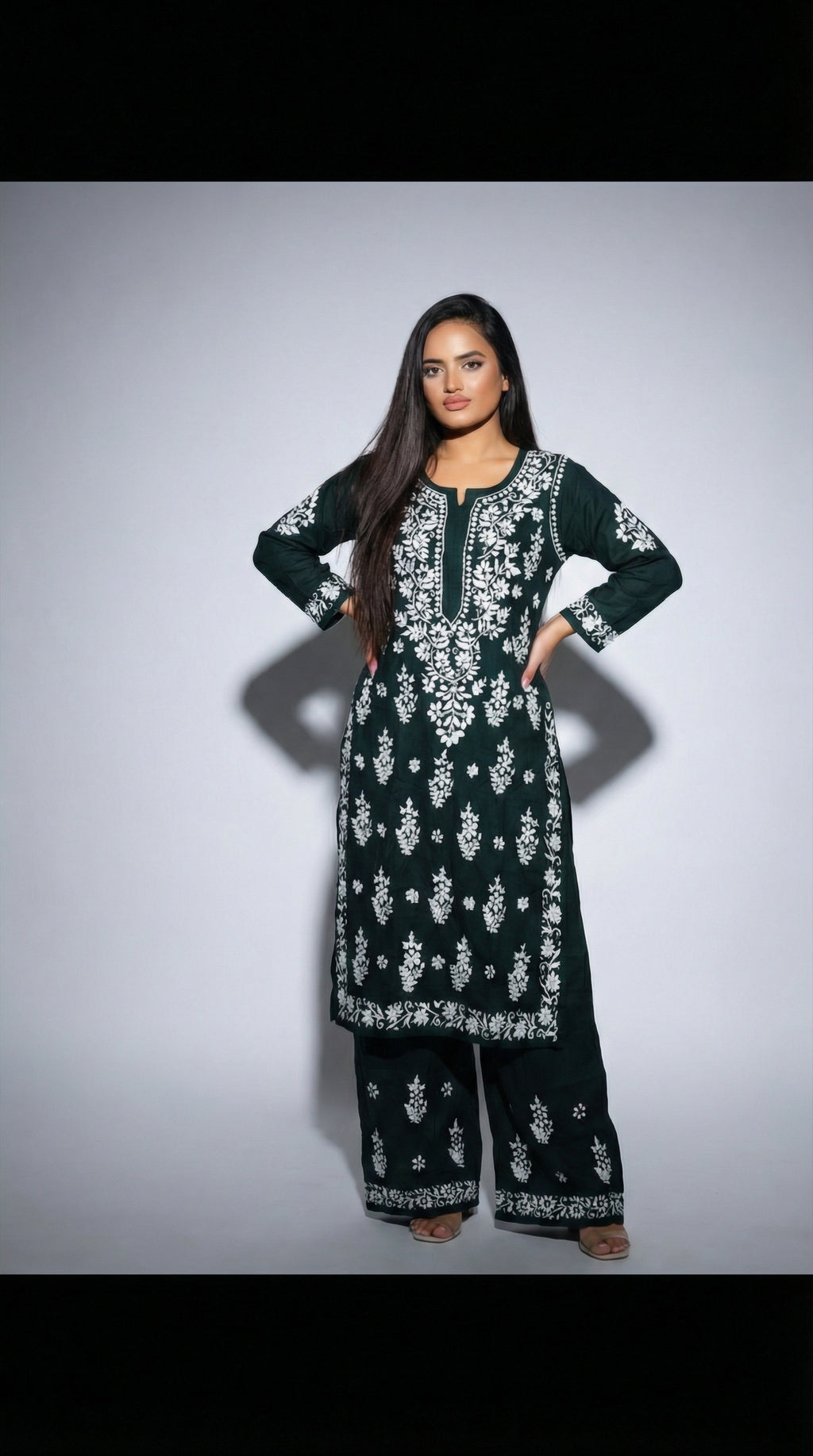 Dark Green Modal Plazo Set