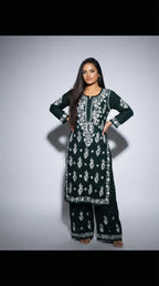 Dark Green Modal Plazo Set