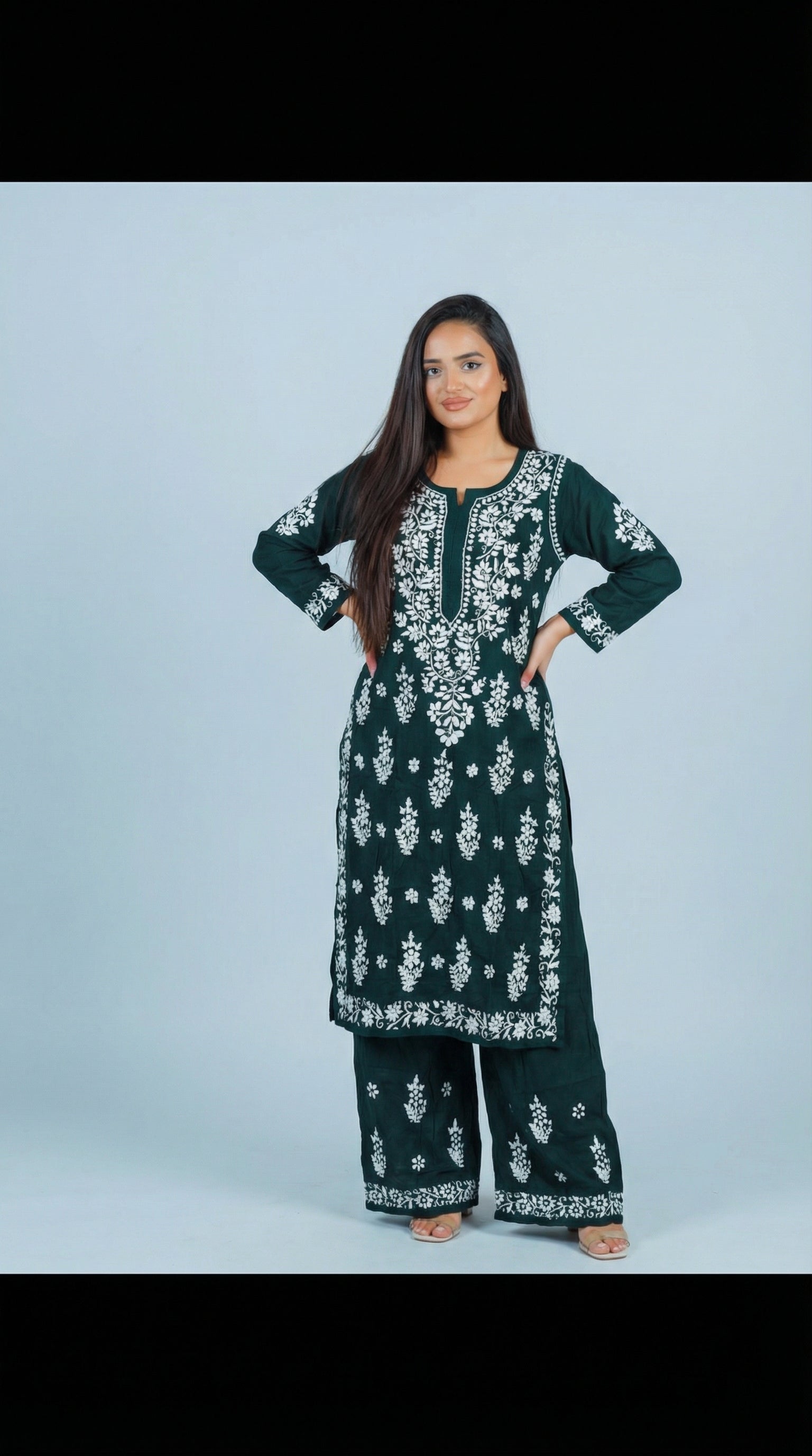 Dark Green Modal Plazo Set