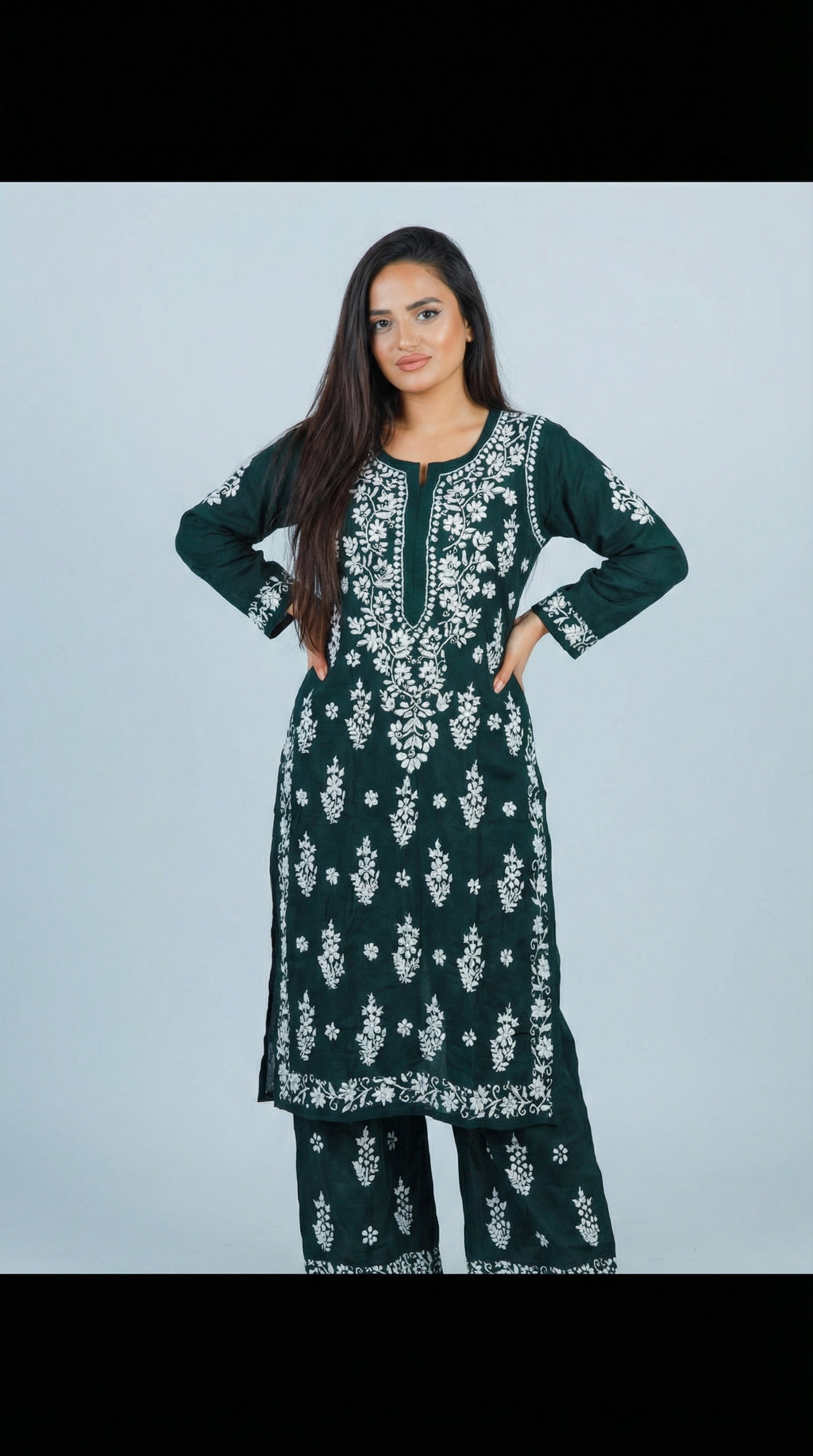 Dark Green Modal Plazo Set