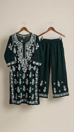 Dark Green Modal Plazo Set