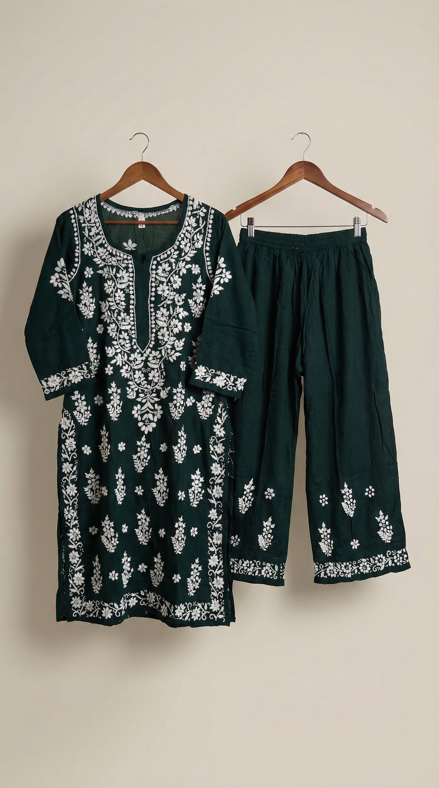 Dark Green Modal Plazo Set