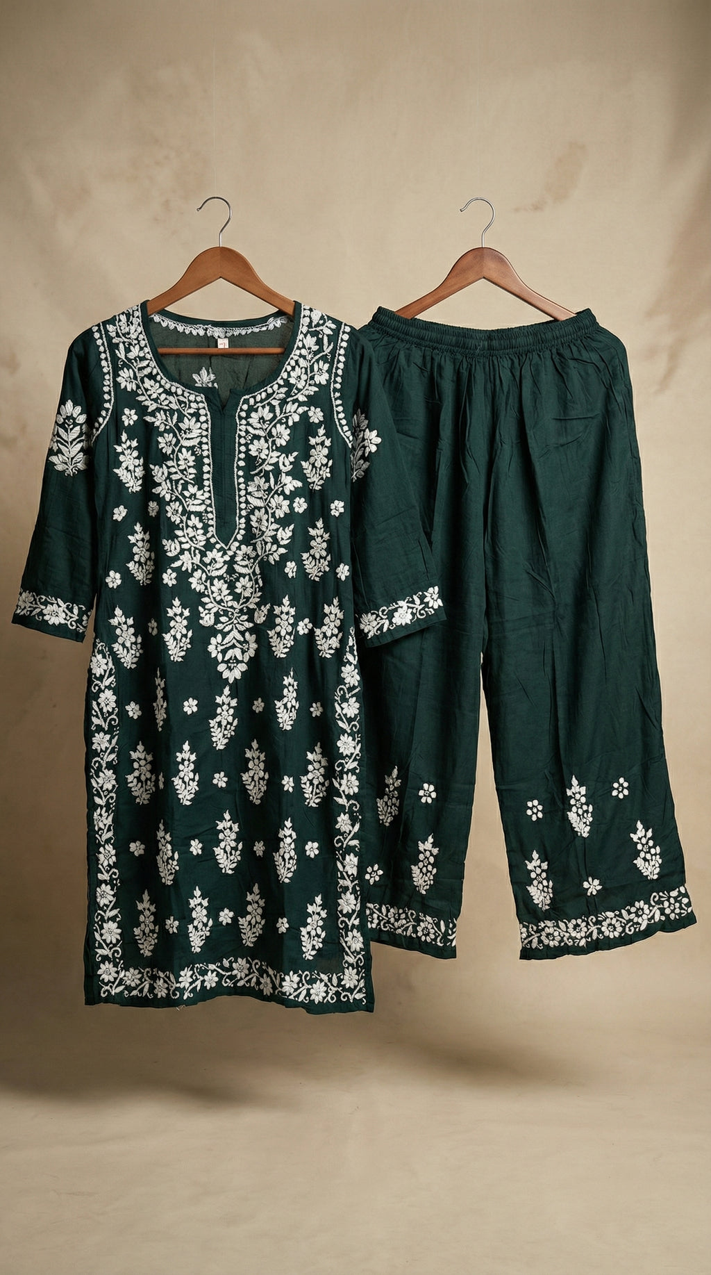 Dark Green Modal Plazo Set