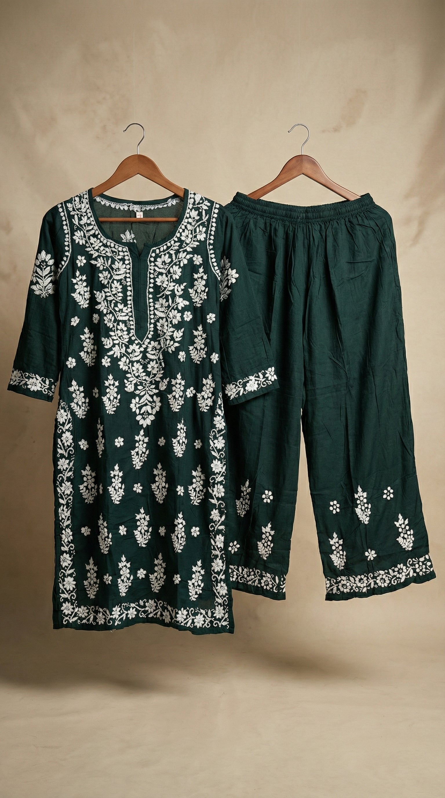 Dark Green Modal Plazo Set