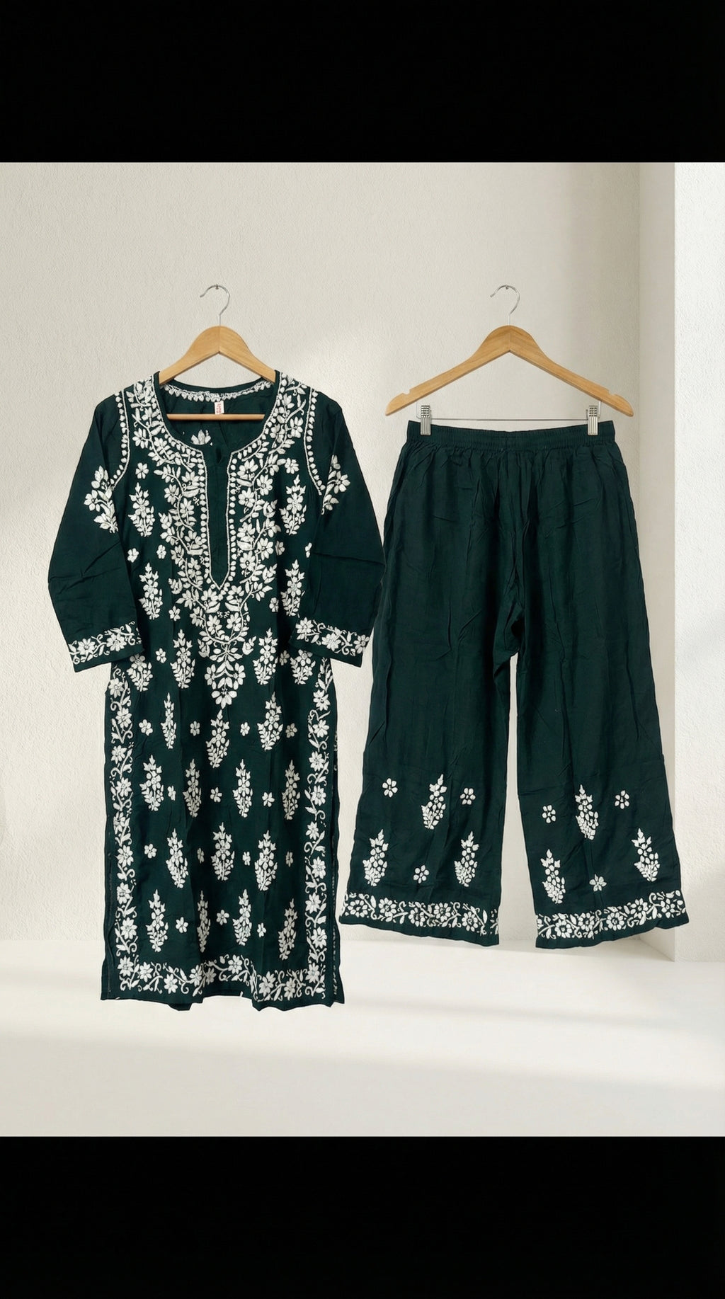 Dark Green Modal Plazo Set