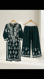 Dark Green Modal Plazo Set