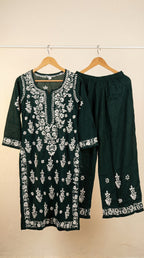 Dark Green Modal Plazo Set