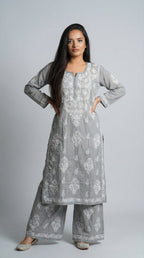 Light Grey Modal Plazo Set