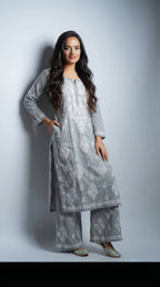 Light Grey Modal Plazo Set