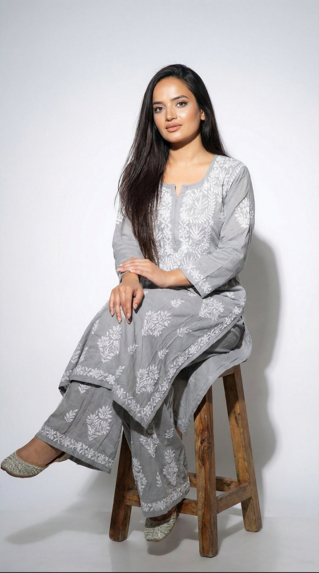 Light Grey Modal Plazo Set