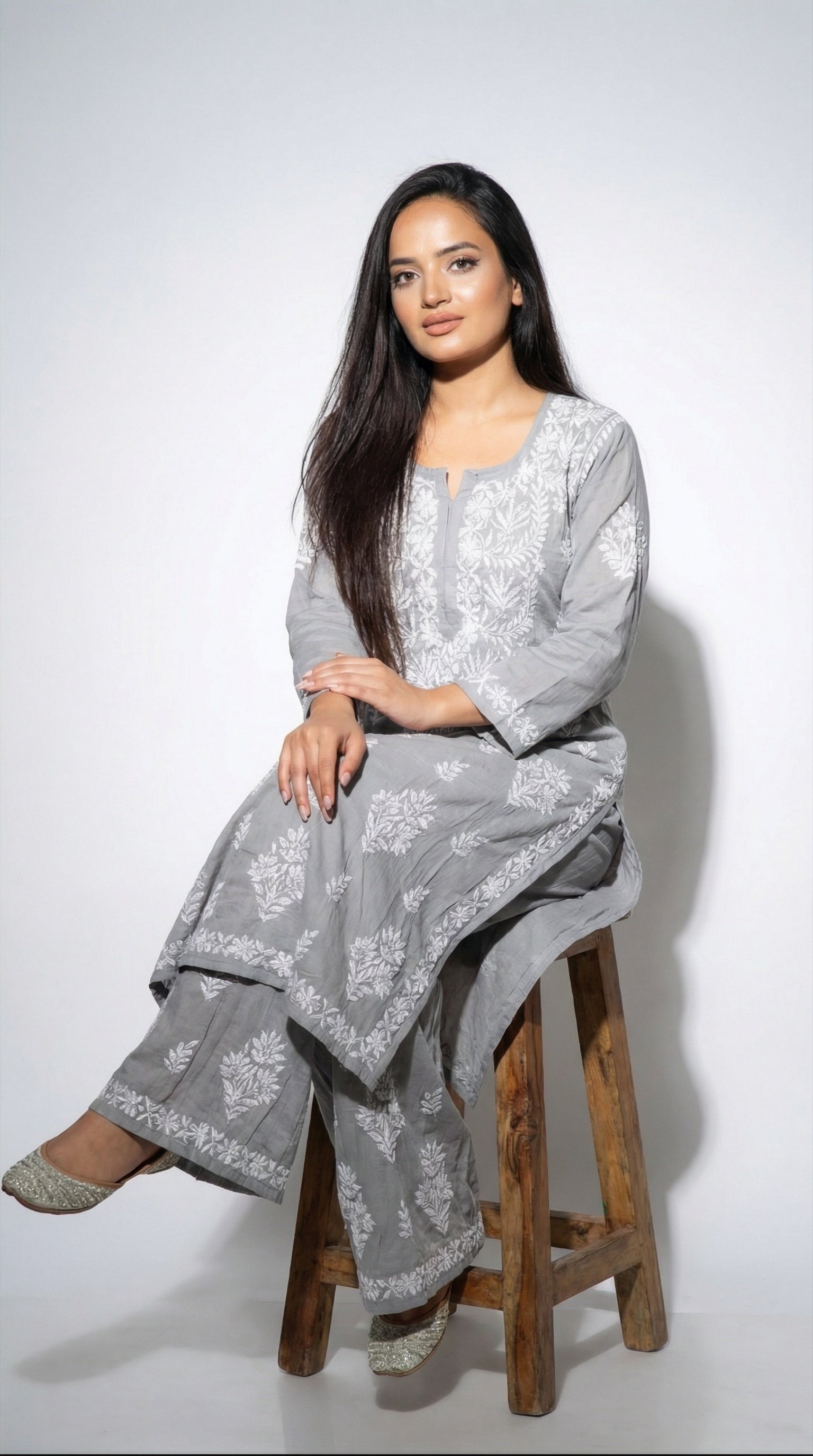 Light Grey Modal Plazo Set