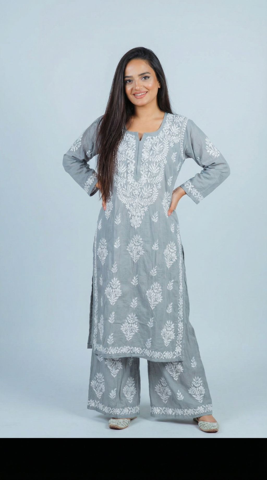 Light Grey Modal Plazo Set